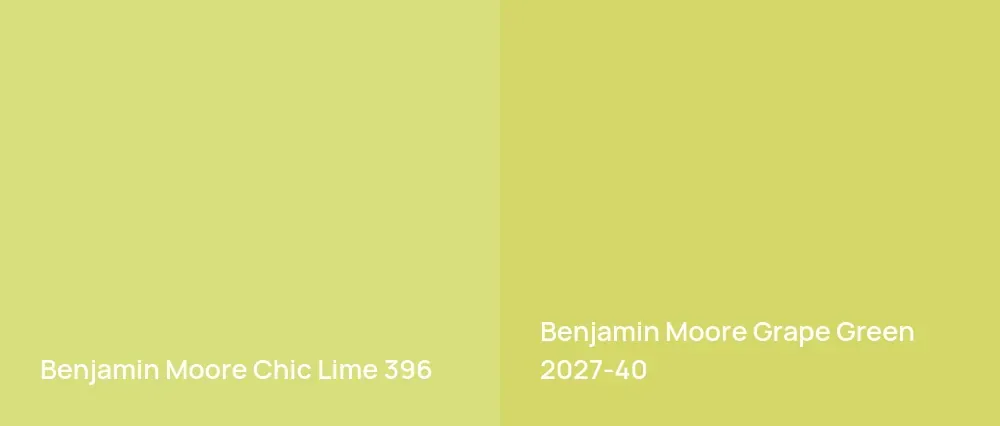 Benjamin Moore Chic Lime 396 vs Benjamin Moore Grape Green 2027-40