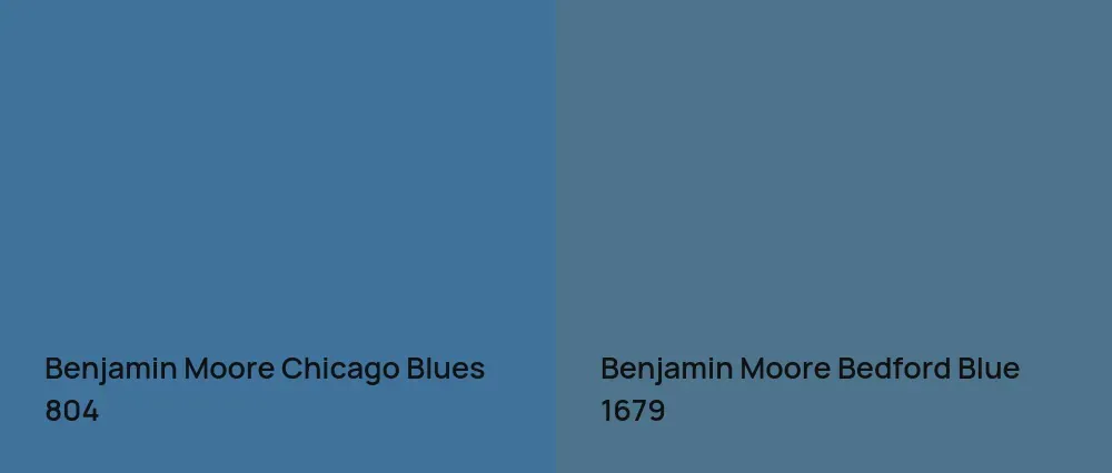 Benjamin Moore Chicago Blues 804 vs Benjamin Moore Bedford Blue 1679
