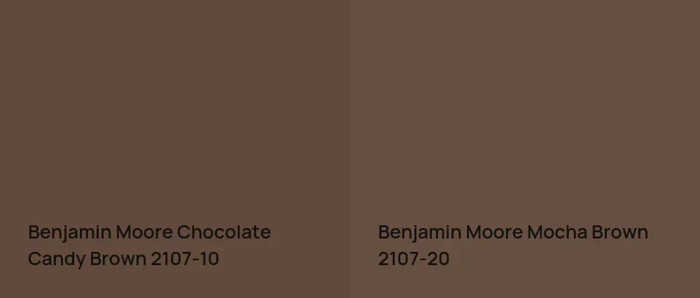 Benjamin Moore Chocolate Candy Brown 2107-10 vs Benjamin Moore Mocha Brown 2107-20