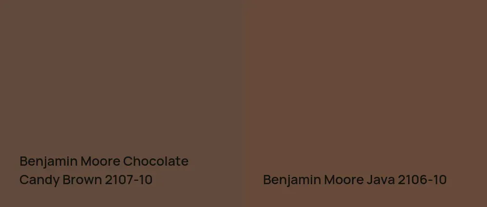 Benjamin Moore Chocolate Candy Brown 2107-10 vs Benjamin Moore Java 2106-10