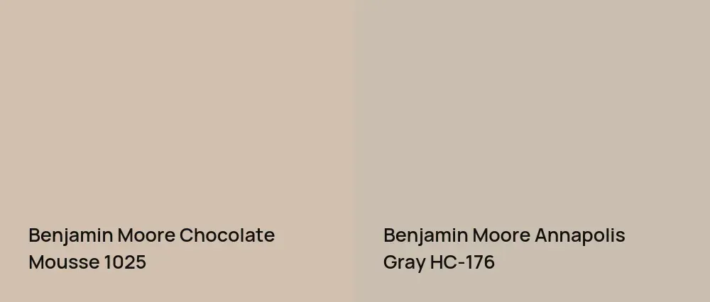 Benjamin Moore Chocolate Mousse 1025 vs Benjamin Moore Annapolis Gray HC-176