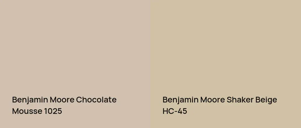 Benjamin Moore Chocolate Mousse 1025 vs Benjamin Moore Shaker Beige HC-45