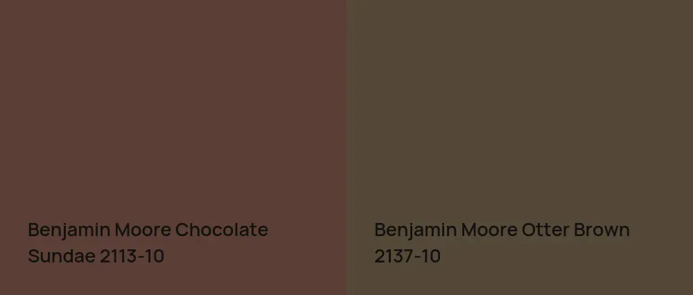 Benjamin Moore Chocolate Sundae 2113-10 vs Benjamin Moore Otter Brown 2137-10