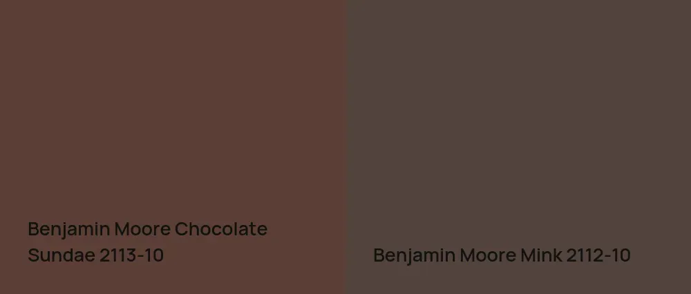 Benjamin Moore Chocolate Sundae 2113-10 vs Benjamin Moore Mink 2112-10