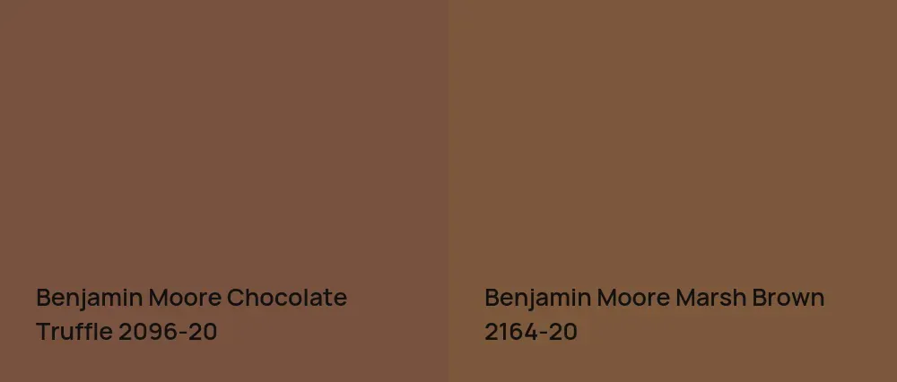 Benjamin Moore Chocolate Truffle 2096-20 vs Benjamin Moore Marsh Brown 2164-20
