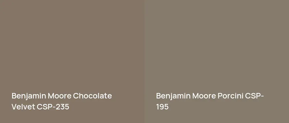 Benjamin Moore Chocolate Velvet CSP-235 vs Benjamin Moore Porcini CSP-195