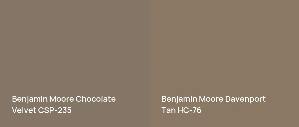 Benjamin Moore Chocolate Velvet CSP-235 vs Benjamin Moore Davenport Tan HC-76