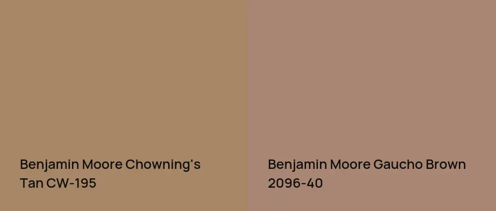 Benjamin Moore Chowning's Tan CW-195 vs Benjamin Moore Gaucho Brown 2096-40