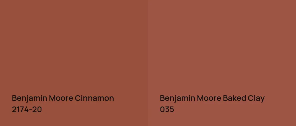 Benjamin Moore Cinnamon 2174-20 vs Benjamin Moore Baked Clay 035