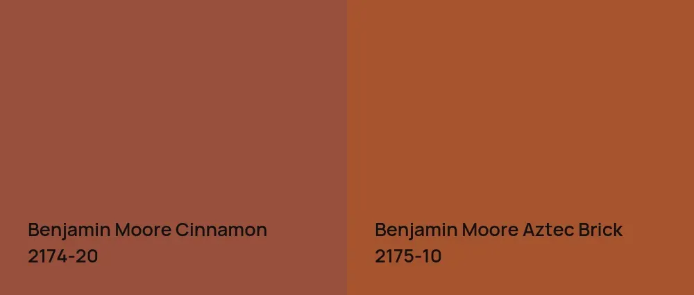 Benjamin Moore Cinnamon 2174-20 vs Benjamin Moore Aztec Brick 2175-10