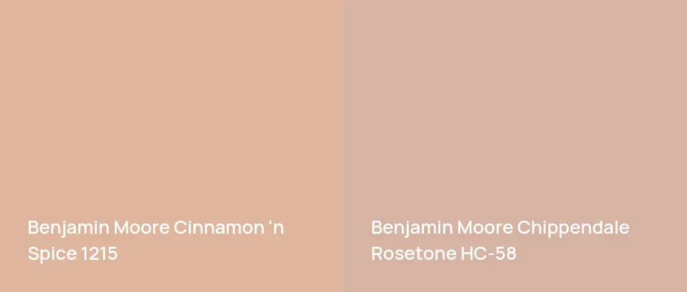 Benjamin Moore Cinnamon 'n Spice 1215 vs Benjamin Moore Chippendale Rosetone HC-58