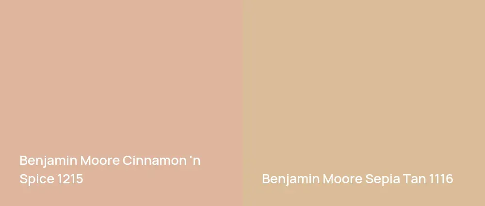 Benjamin Moore Cinnamon 'n Spice 1215 vs Benjamin Moore Sepia Tan 1116