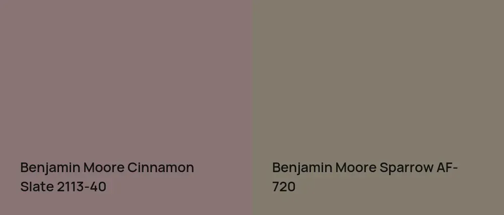 Benjamin Moore Cinnamon Slate 2113-40 vs Benjamin Moore Sparrow AF-720