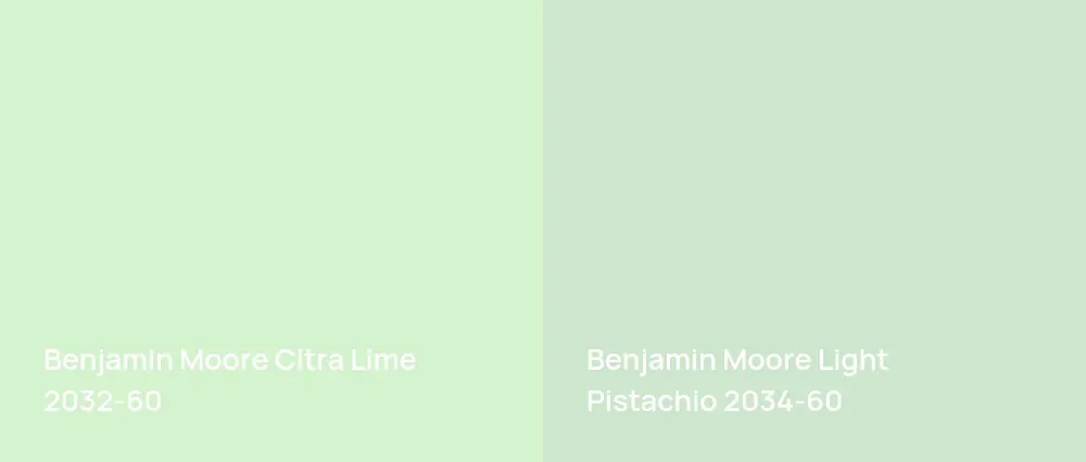 Benjamin Moore Citra Lime 2032-60 vs Benjamin Moore Light Pistachio 2034-60