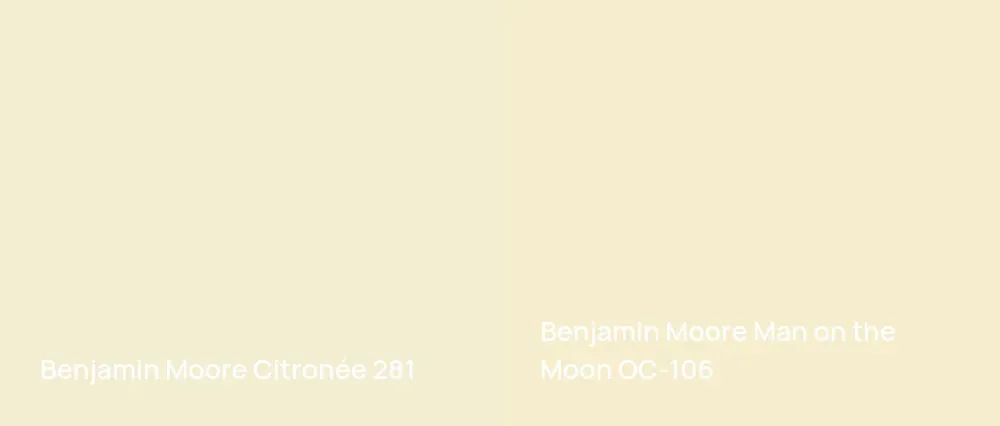 Benjamin Moore Citronée 281 vs Benjamin Moore Man on the Moon OC-106