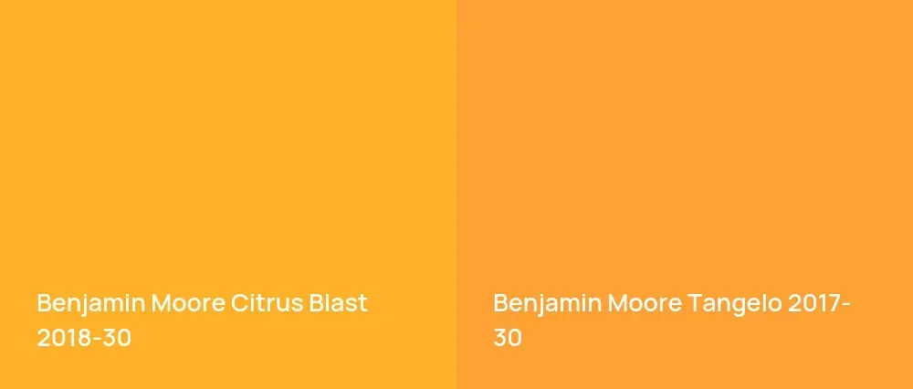 Benjamin Moore Citrus Blast 2018-30 vs Benjamin Moore Tangelo 2017-30
