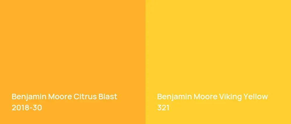 Benjamin Moore Citrus Blast 2018-30 vs Benjamin Moore Viking Yellow 321