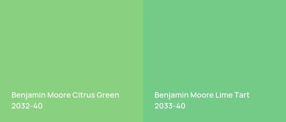 Benjamin Moore Citrus Green 2032-40 vs Benjamin Moore Lime Tart 2033-40