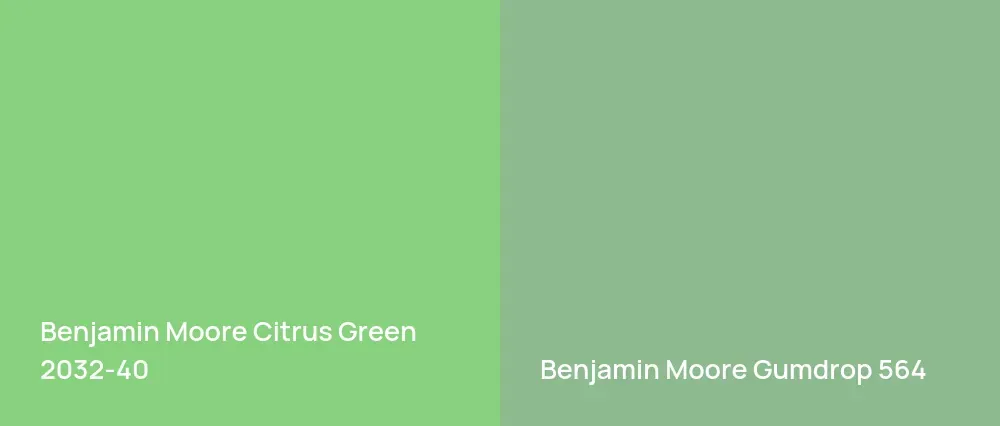 Benjamin Moore Citrus Green 2032-40 vs Benjamin Moore Gumdrop 564