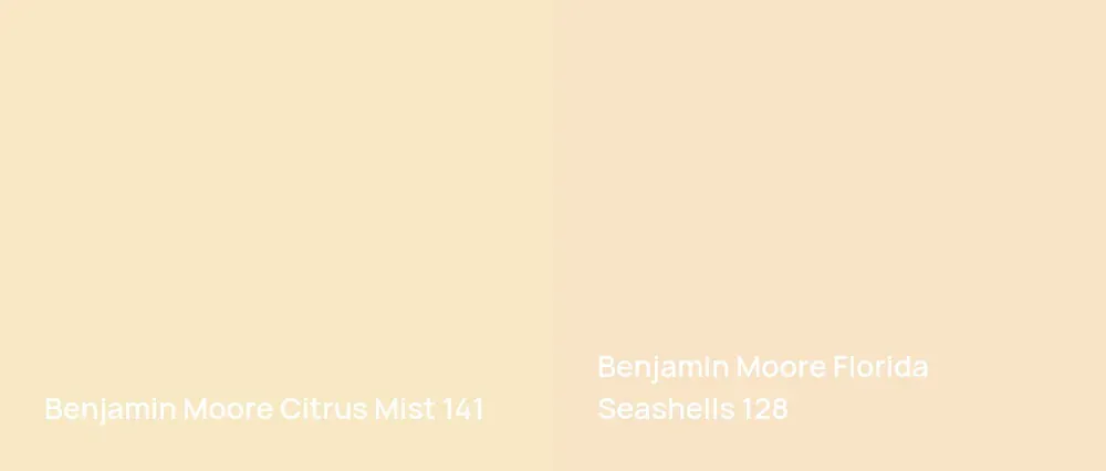 Benjamin Moore Citrus Mist 141 vs Benjamin Moore Florida Seashells 128