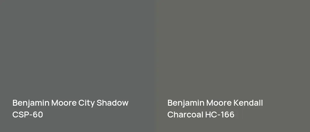 Benjamin Moore City Shadow CSP-60 vs Benjamin Moore Kendall Charcoal HC-166