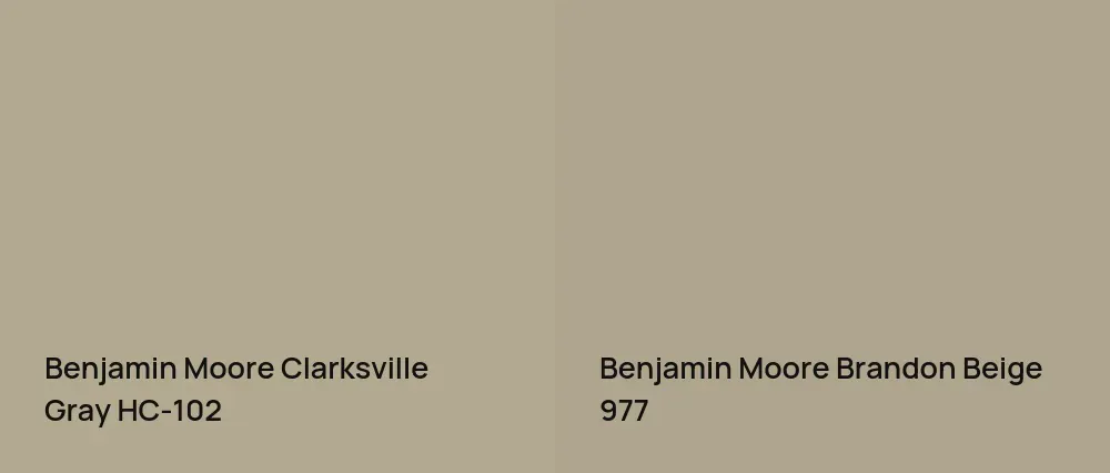 Benjamin Moore Clarksville Gray HC-102 vs Benjamin Moore Brandon Beige 977