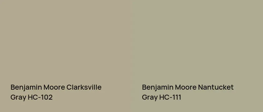 Benjamin Moore Clarksville Gray HC-102 vs Benjamin Moore Nantucket Gray HC-111