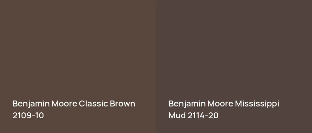 Benjamin Moore Classic Brown 2109-10 vs Benjamin Moore Mississippi Mud 2114-20