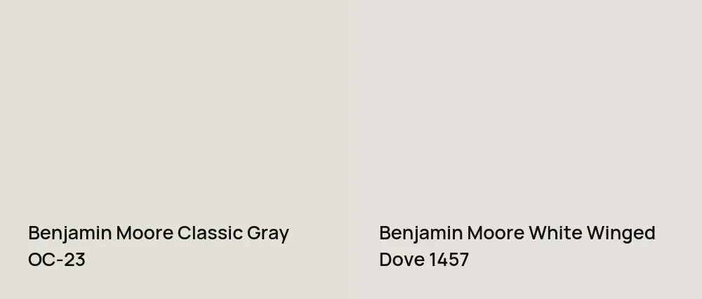 Benjamin Moore Classic Gray OC-23 vs Benjamin Moore White Winged Dove 1457