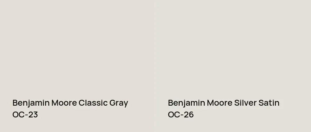 Benjamin Moore Classic Gray OC-23 vs Benjamin Moore Silver Satin OC-26