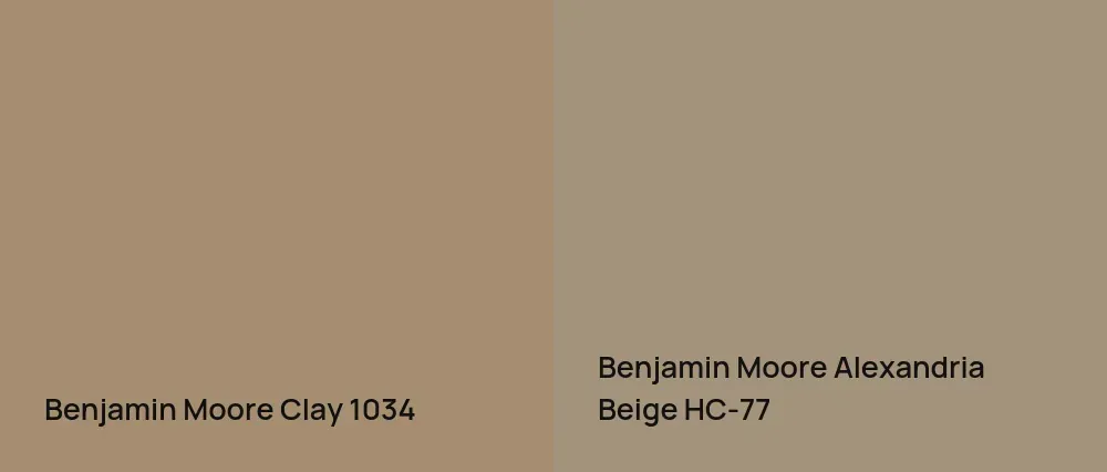 Benjamin Moore Clay 1034 vs Benjamin Moore Alexandria Beige HC-77