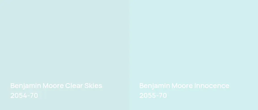 Benjamin Moore Clear Skies 2054-70 vs Benjamin Moore Innocence 2055-70