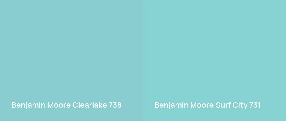Benjamin Moore Clearlake 738 vs Benjamin Moore Surf City 731