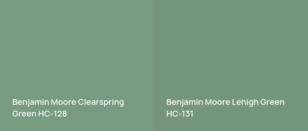 Benjamin Moore Clearspring Green HC-128 vs Benjamin Moore Lehigh Green HC-131