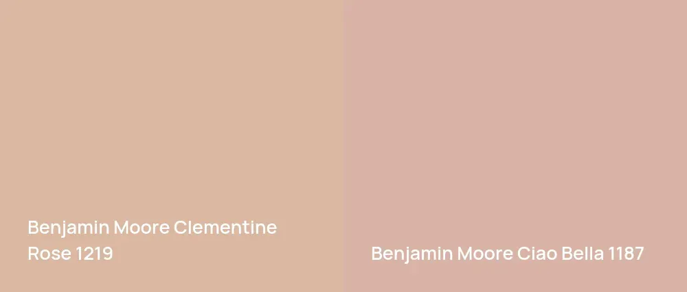 Benjamin Moore Clementine Rose 1219 vs Benjamin Moore Ciao Bella 1187
