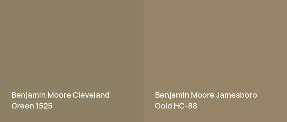 Benjamin Moore Cleveland Green 1525 vs Benjamin Moore Jamesboro Gold HC-88