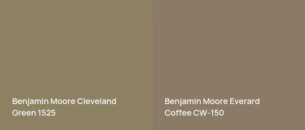 Benjamin Moore Cleveland Green 1525 vs Benjamin Moore Everard Coffee CW-150