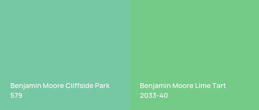 Benjamin Moore Cliffside Park 579 vs Benjamin Moore Lime Tart 2033-40