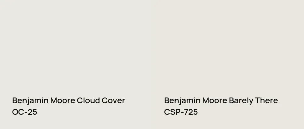 Benjamin Moore Cloud Cover OC-25 vs Benjamin Moore Barely There CSP-725