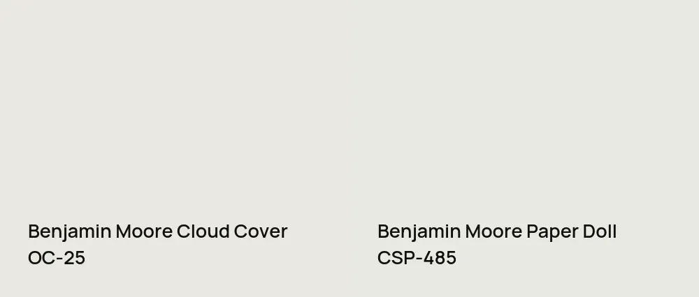Benjamin Moore Cloud Cover OC-25 vs Benjamin Moore Paper Doll CSP-485