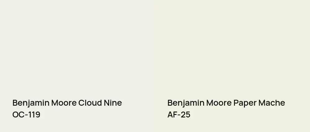Benjamin Moore Cloud Nine OC-119 vs Benjamin Moore Paper Mache AF-25