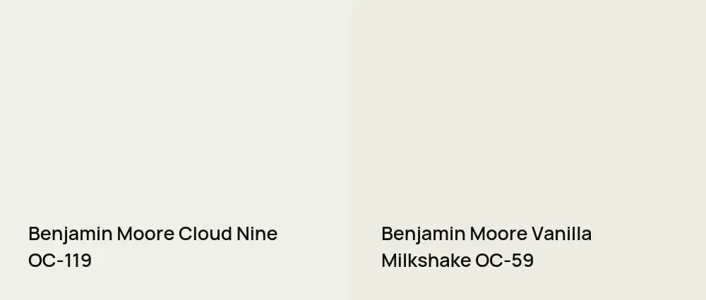 Benjamin Moore Cloud Nine OC-119 vs Benjamin Moore Vanilla Milkshake OC-59