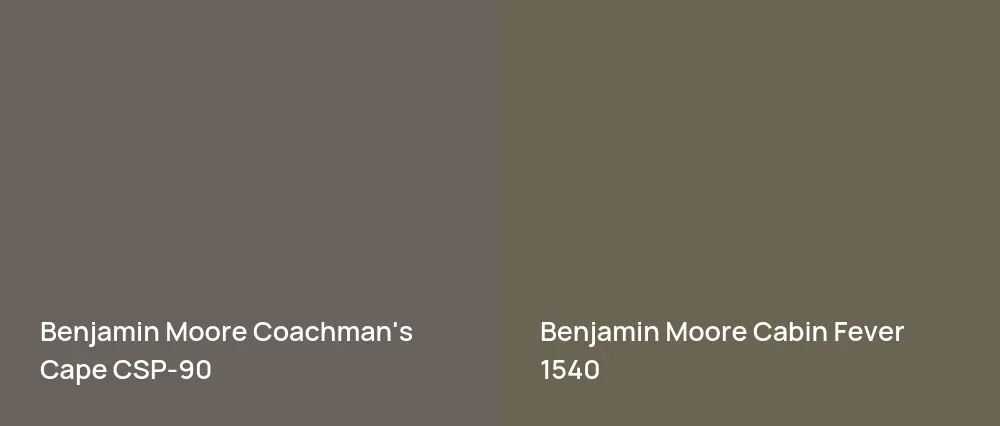 Benjamin Moore Coachman's Cape CSP-90 vs Benjamin Moore Cabin Fever 1540