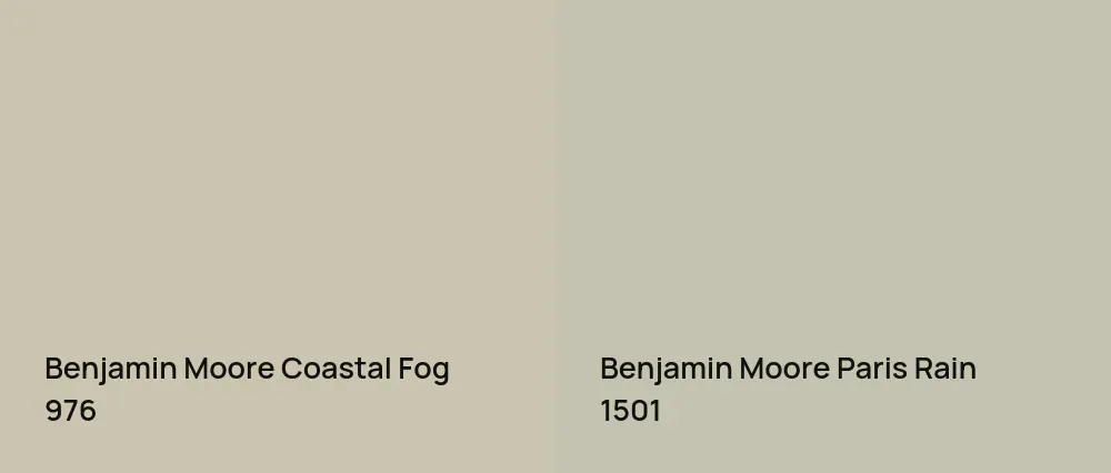 Benjamin Moore Coastal Fog 976 vs Benjamin Moore Paris Rain 1501