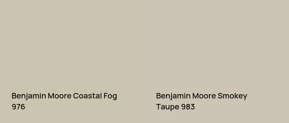 Benjamin Moore Coastal Fog 976 vs Benjamin Moore Smokey Taupe 983