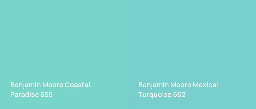 Benjamin Moore Coastal Paradise 655 vs Benjamin Moore Mexicali Turquoise 662