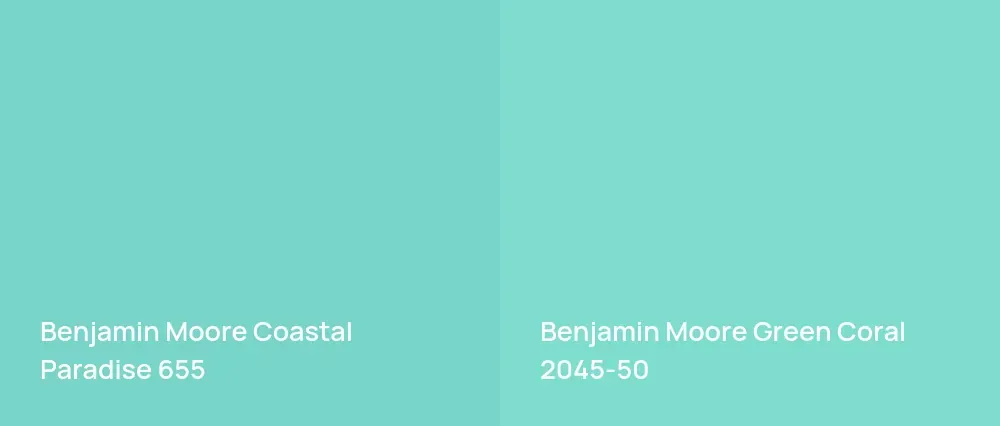 Benjamin Moore Coastal Paradise 655 vs Benjamin Moore Green Coral 2045-50