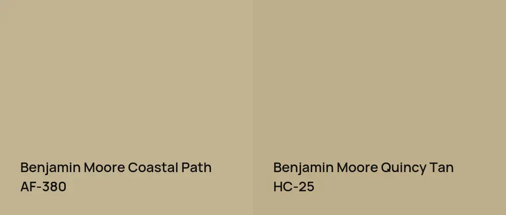 Benjamin Moore Coastal Path AF-380 vs Benjamin Moore Quincy Tan HC-25