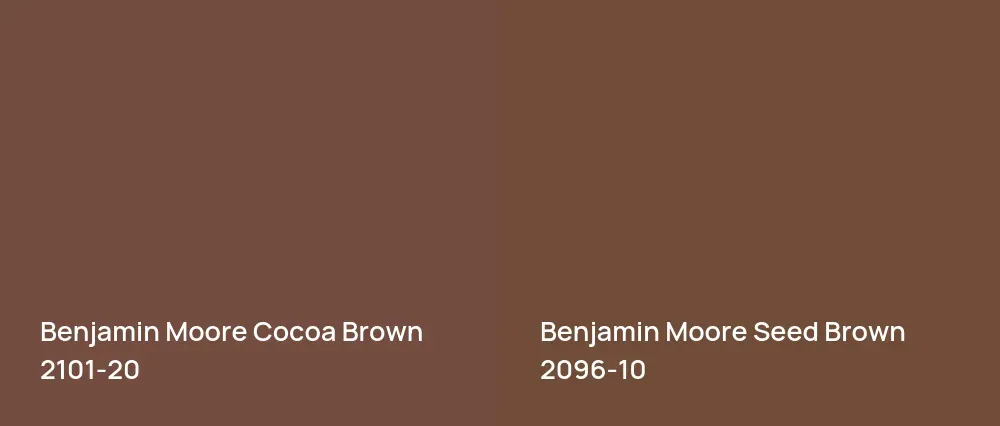 Benjamin Moore Cocoa Brown 2101-20 vs Benjamin Moore Seed Brown 2096-10