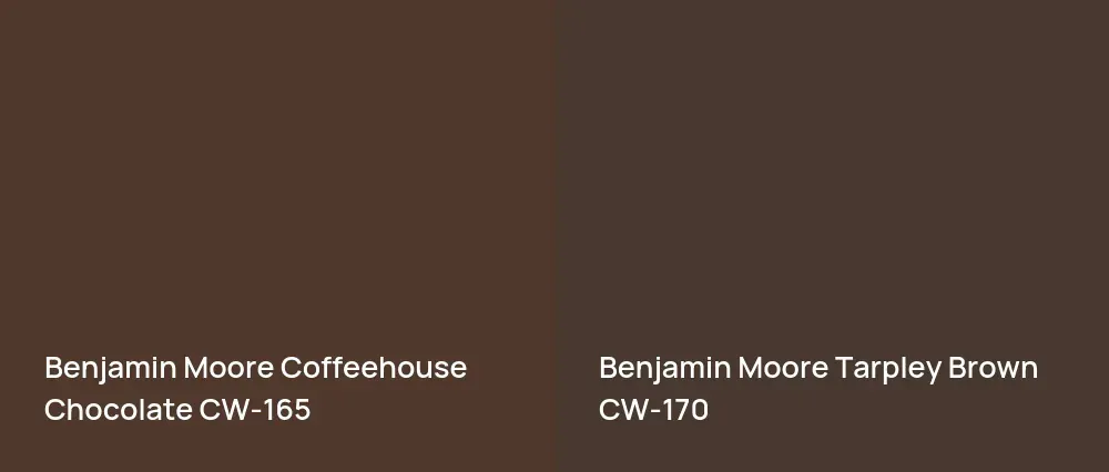 Benjamin Moore Coffeehouse Chocolate CW-165 vs Benjamin Moore Tarpley Brown CW-170